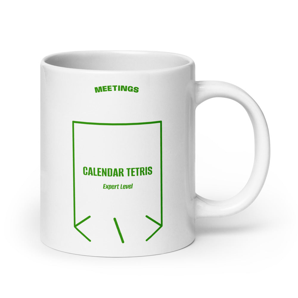 Calendar Tetris — White Green back mockup (20 oz)