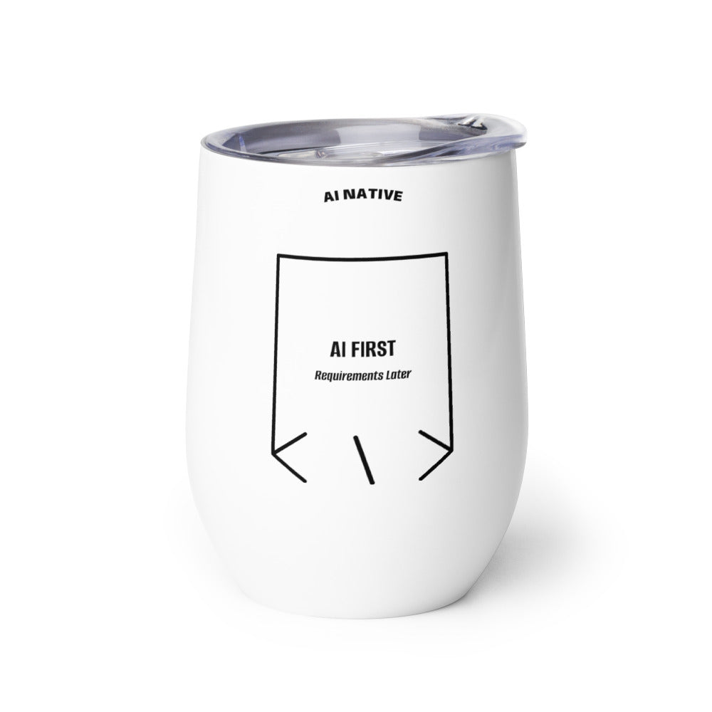 AI First — White Black back mockup (12 oz)