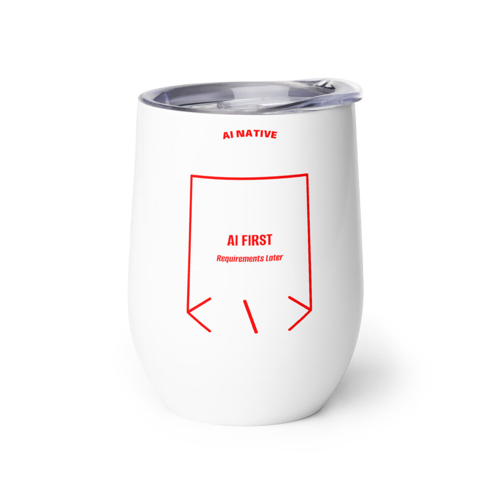 AI First — White Red back mockup (12 oz)