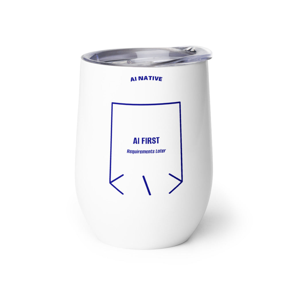 AI First — White Navy back mockup (12 oz)