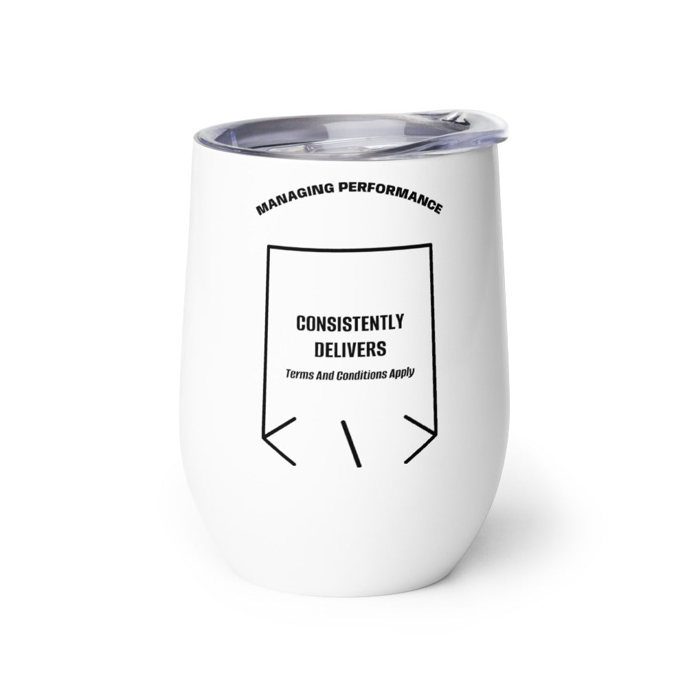Consistently Delivers — White Black back mockup (12 oz)