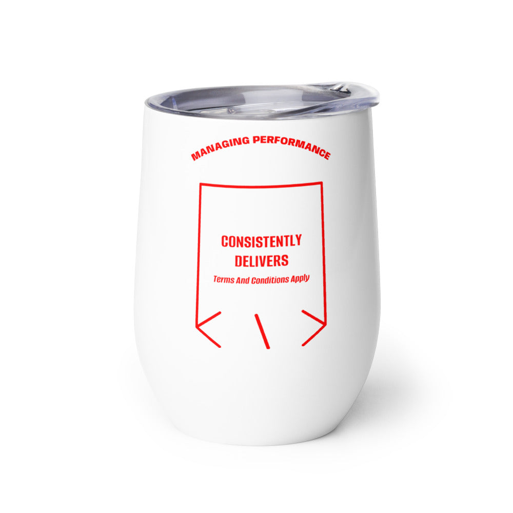 Consistently Delivers — White Red back mockup (12 oz)