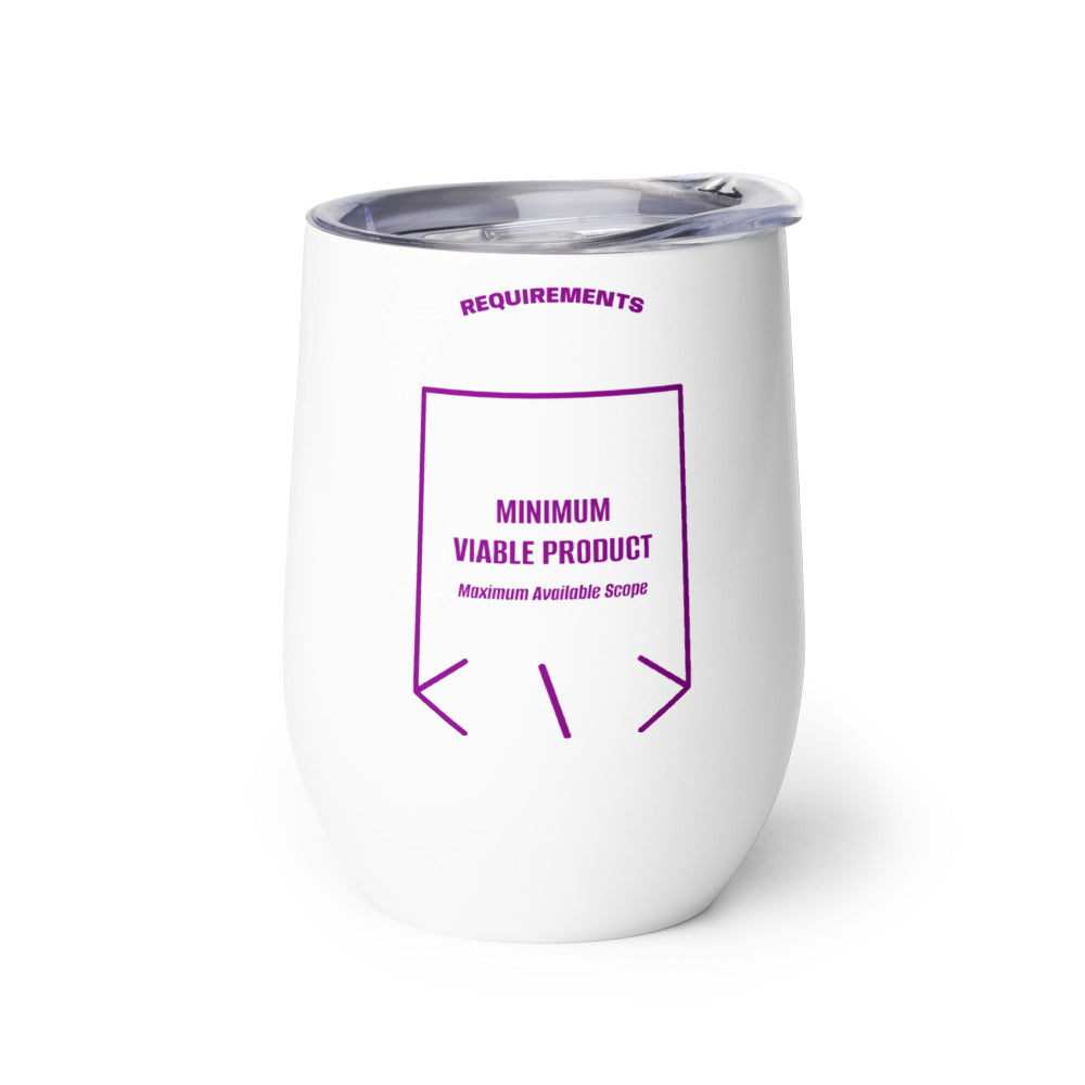 Minimum Viable Product — White Purple back mockup (12 oz)