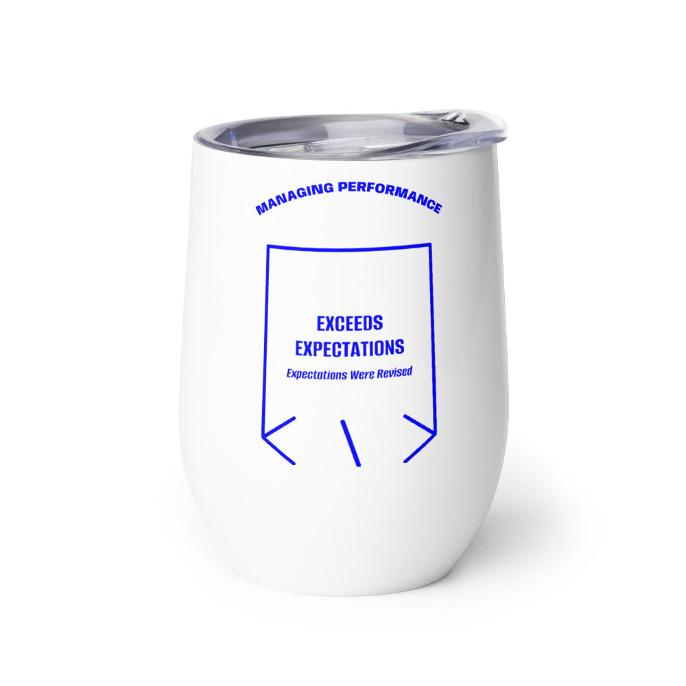 Exceeds Expectations — White Blue back mockup (12 oz)