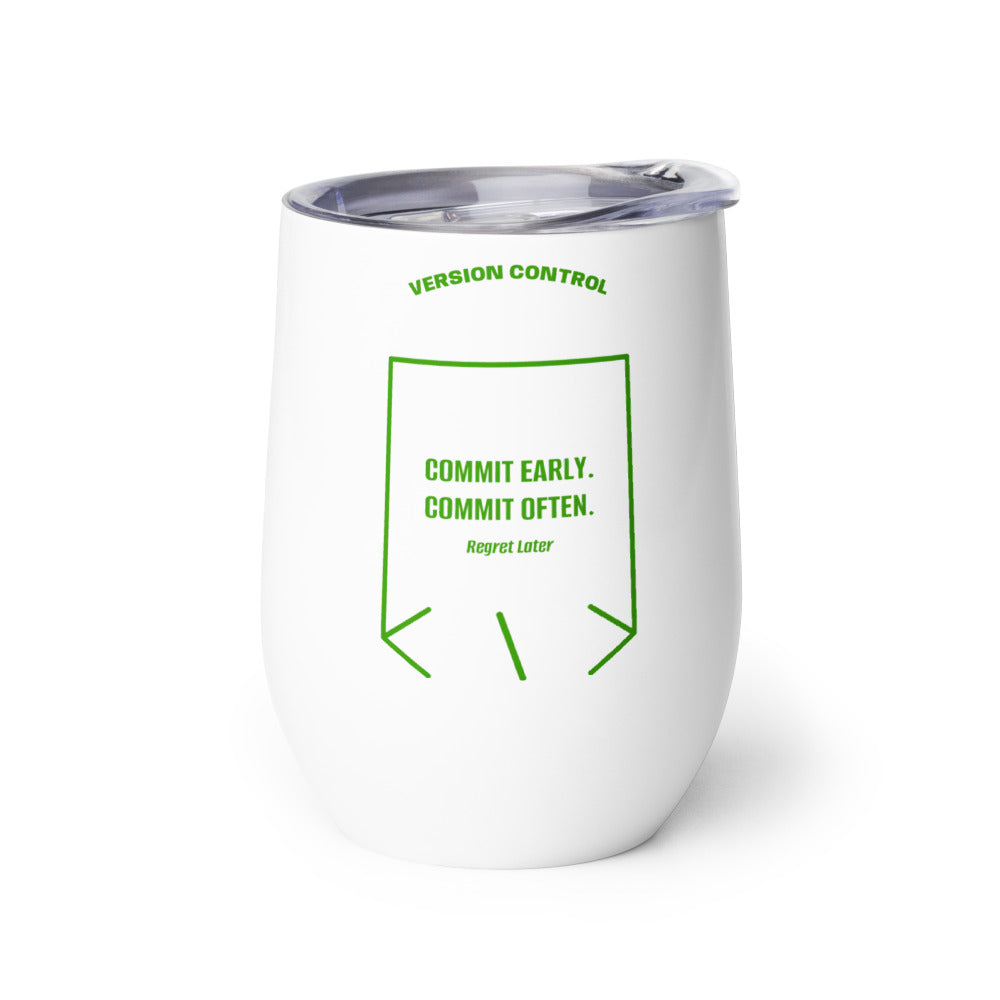 Commit Early. Commit Often. — White Green back mockup (12 oz)