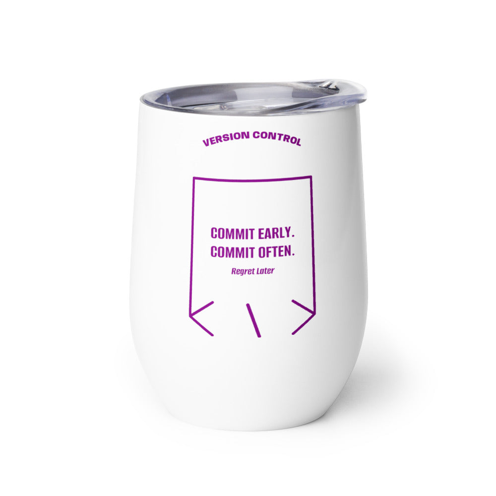 Commit Early. Commit Often. — White Purple back mockup (12 oz)