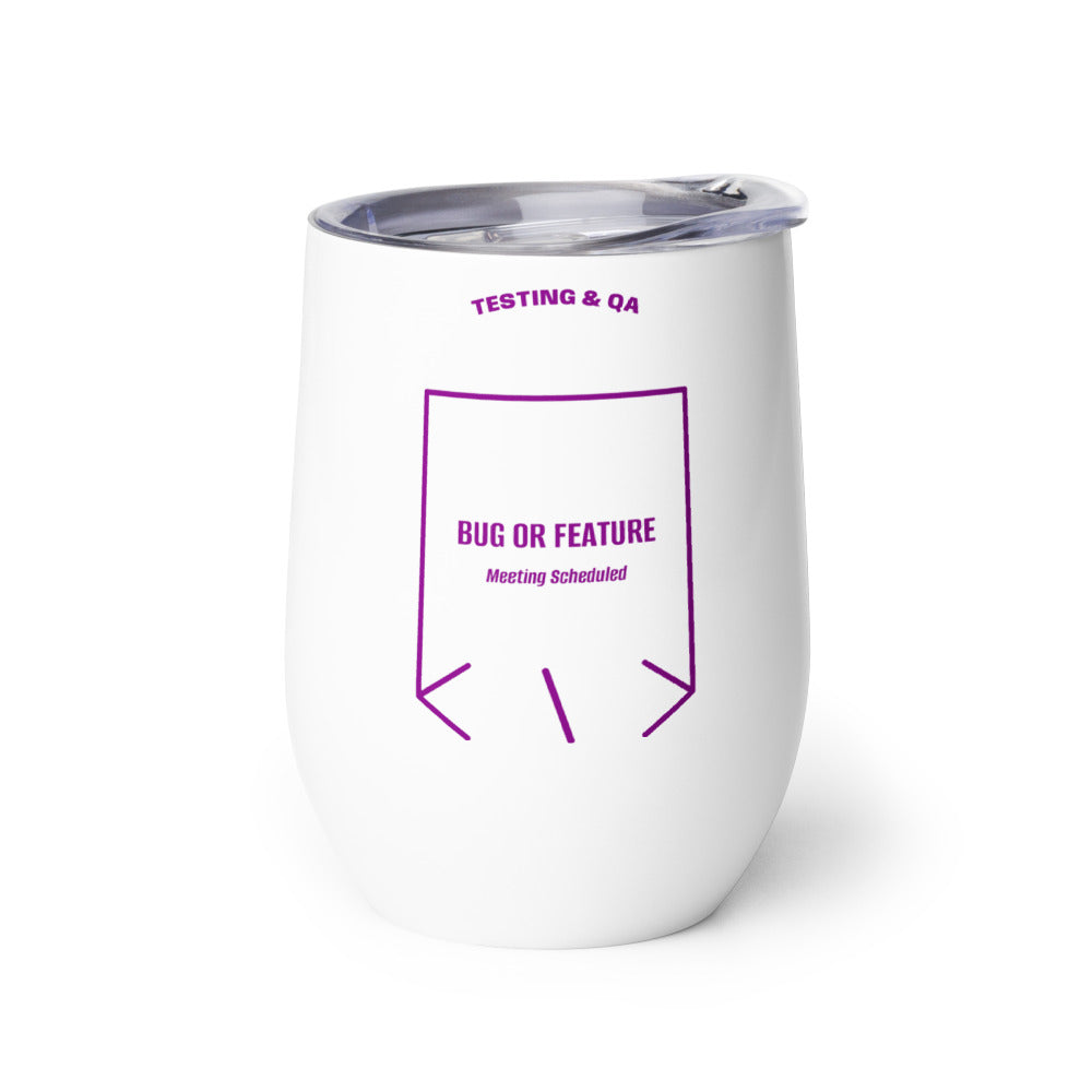 Bug Or Feature — White Purple back mockup (12 oz)