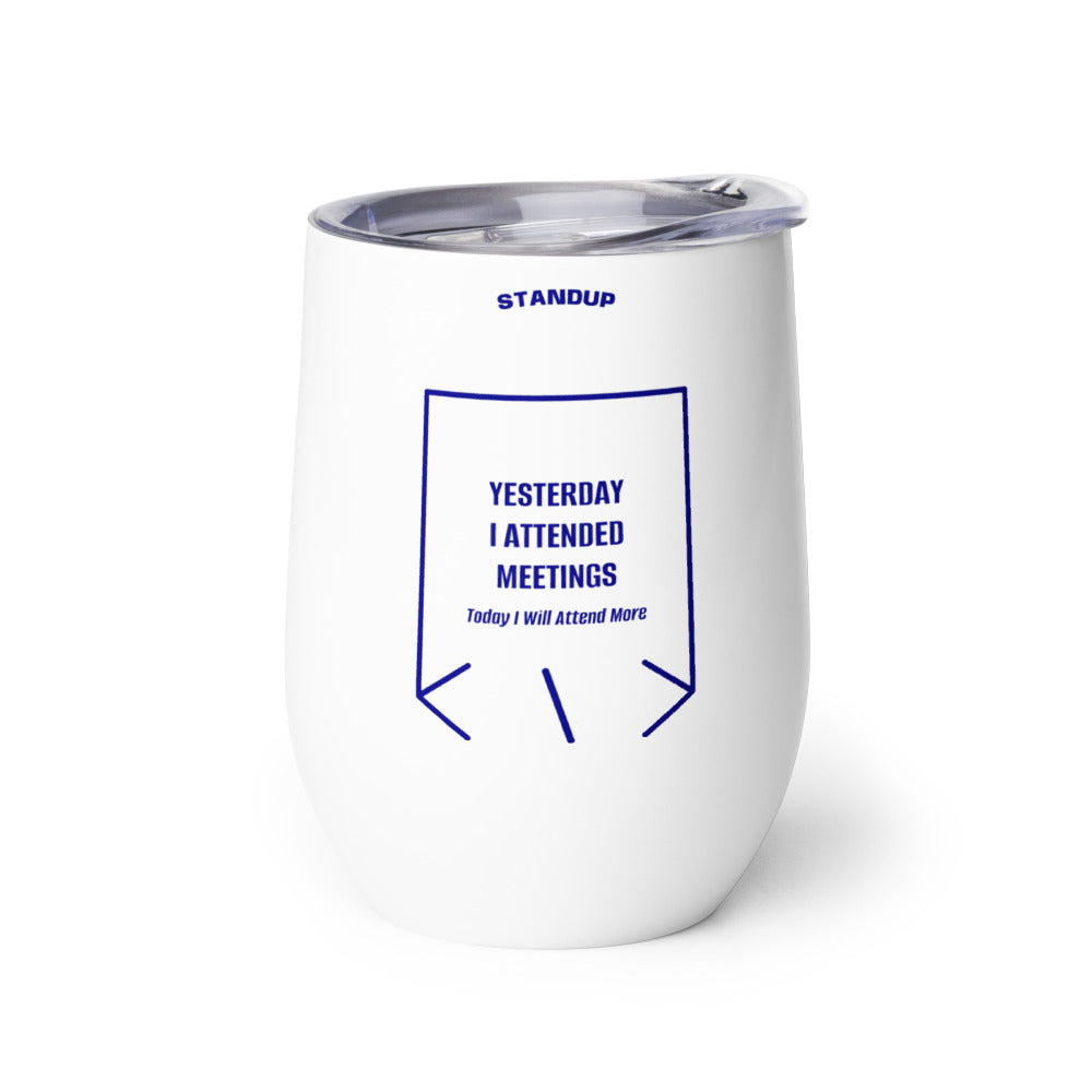 Yesterday I Attended Meetings — White Navy back mockup (12 oz)
