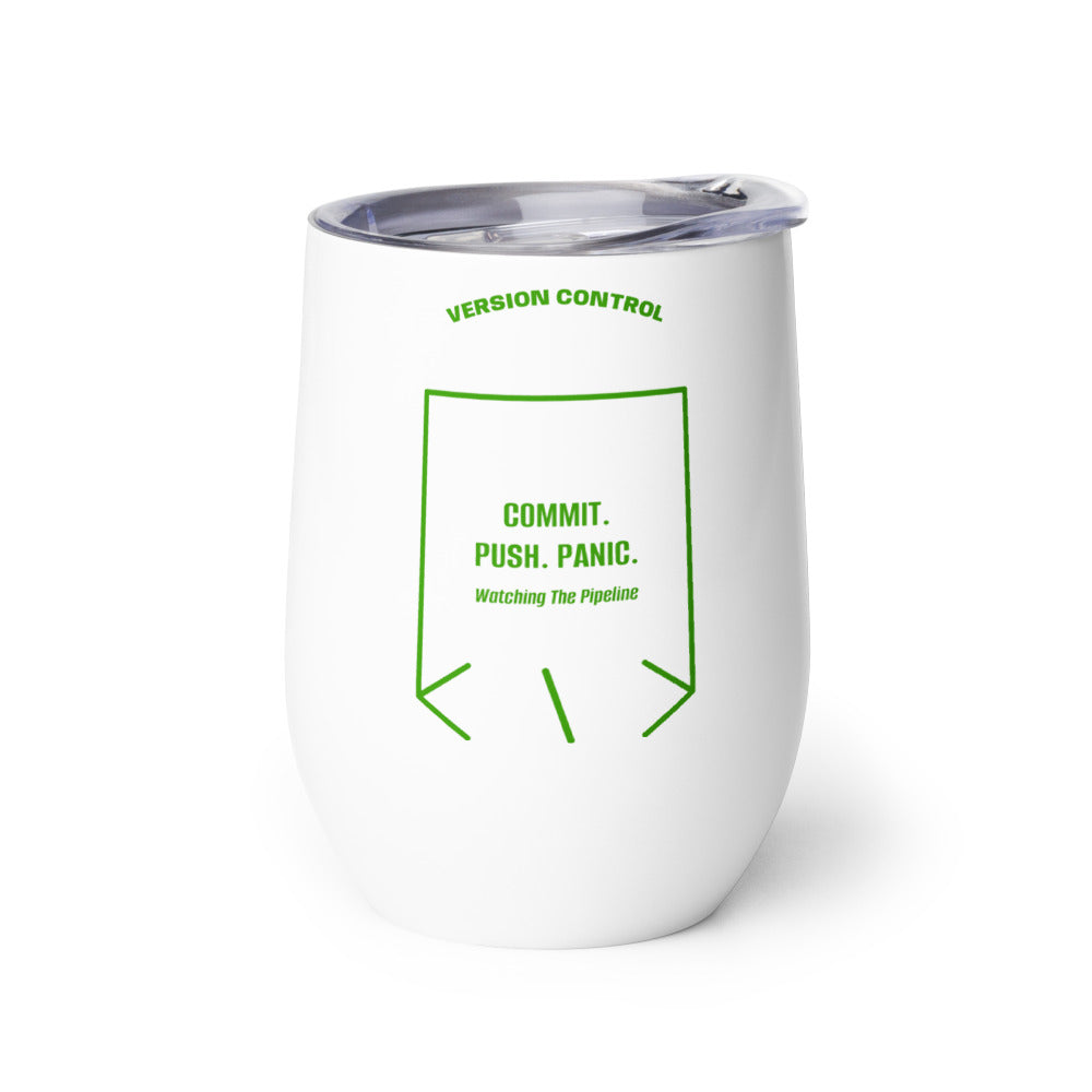 Commit. Push. Panic. — White Green back mockup (12 oz)