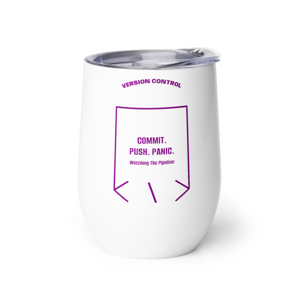 Commit. Push. Panic. — White Purple back mockup (12 oz)