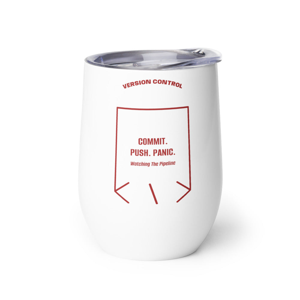 Commit. Push. Panic. — White Brown back mockup (12 oz)