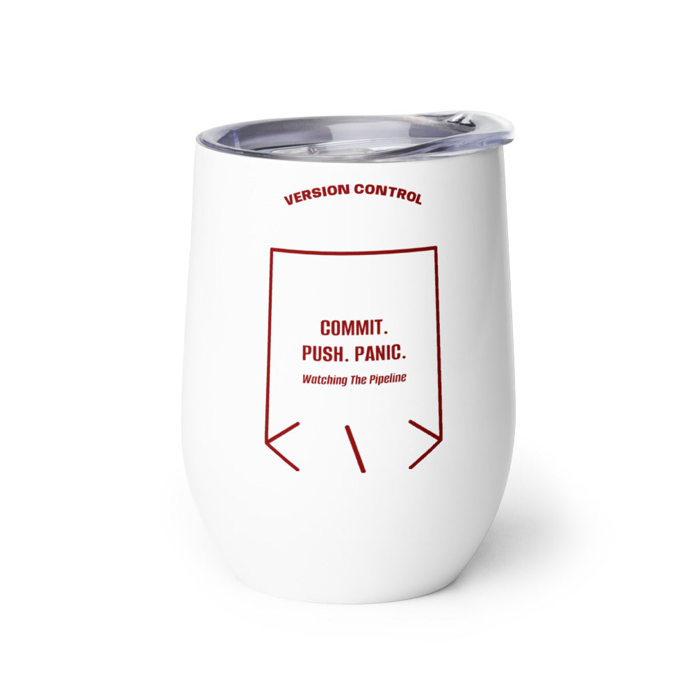 Commit. Push. Panic. — White Maroon back mockup (12 oz)