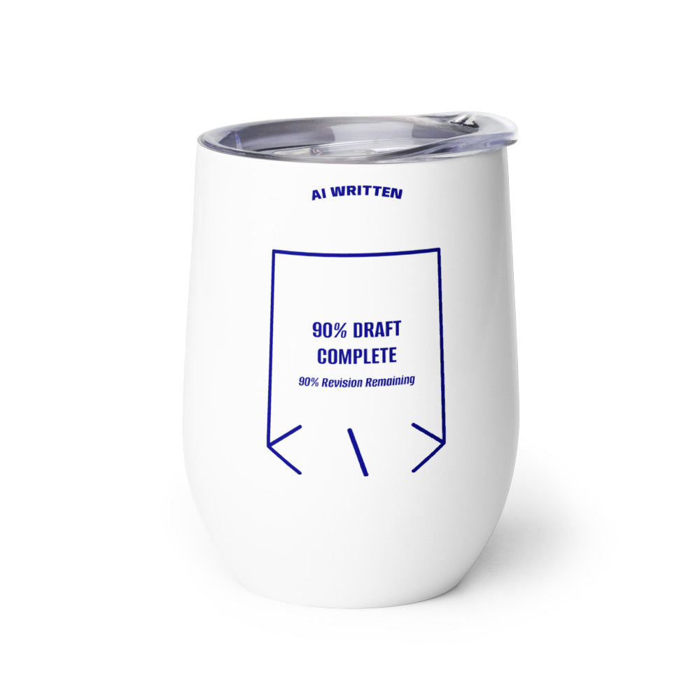 90% Draft Complete — White Navy back mockup (12 oz)