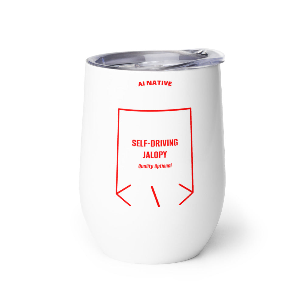 Self-Driving Jalopy — White Red back mockup (12 oz)