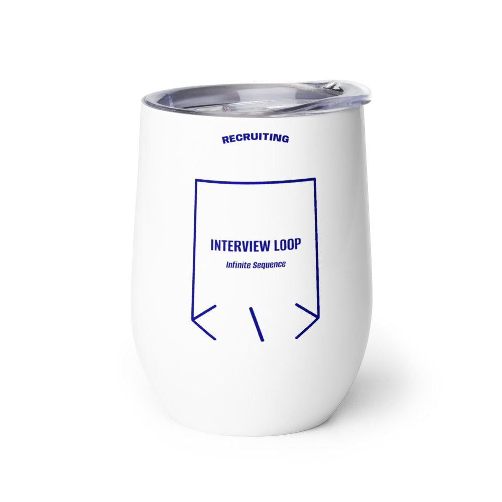 Interview Loop — White Navy back mockup (12 oz)