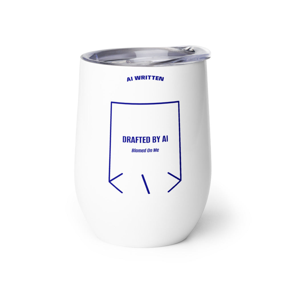Drafted By AI — White Navy back mockup (12 oz)