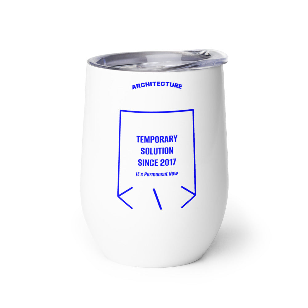 Temporary Solution Since 2017 — White Blue back mockup (12 oz)