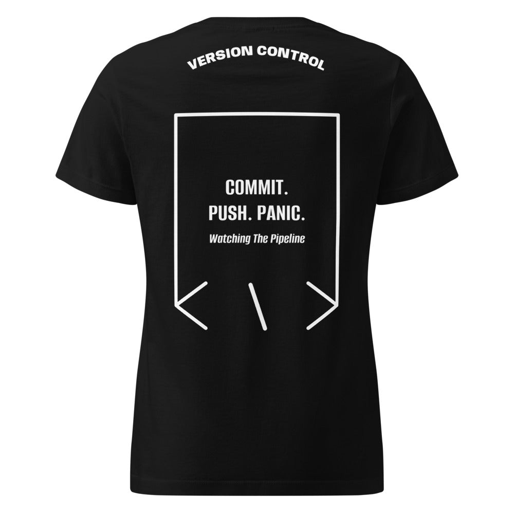 Commit. Push. Panic. — Black White back mockup