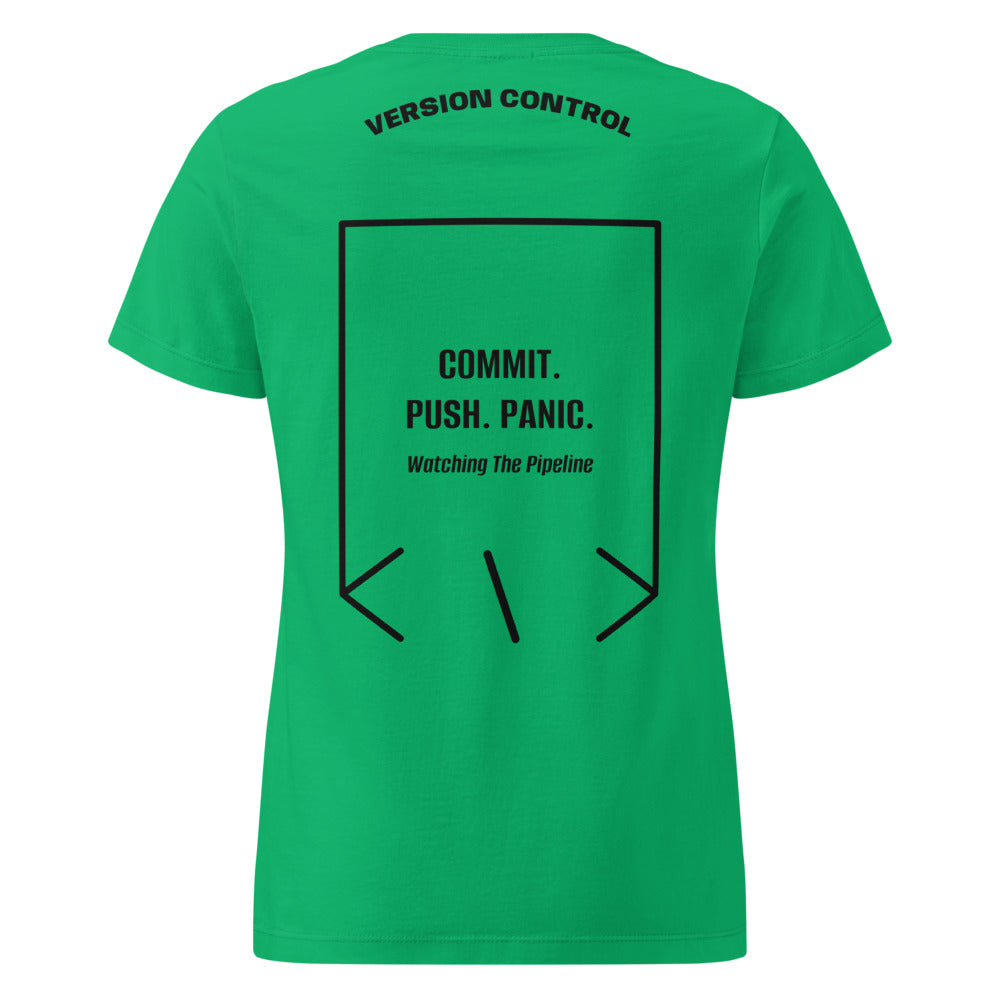 Commit. Push. Panic. — Irish Green Black back mockup