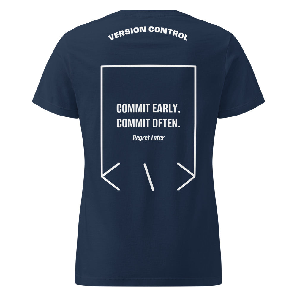 Commit Early. Commit Often. — Navy White back mockup