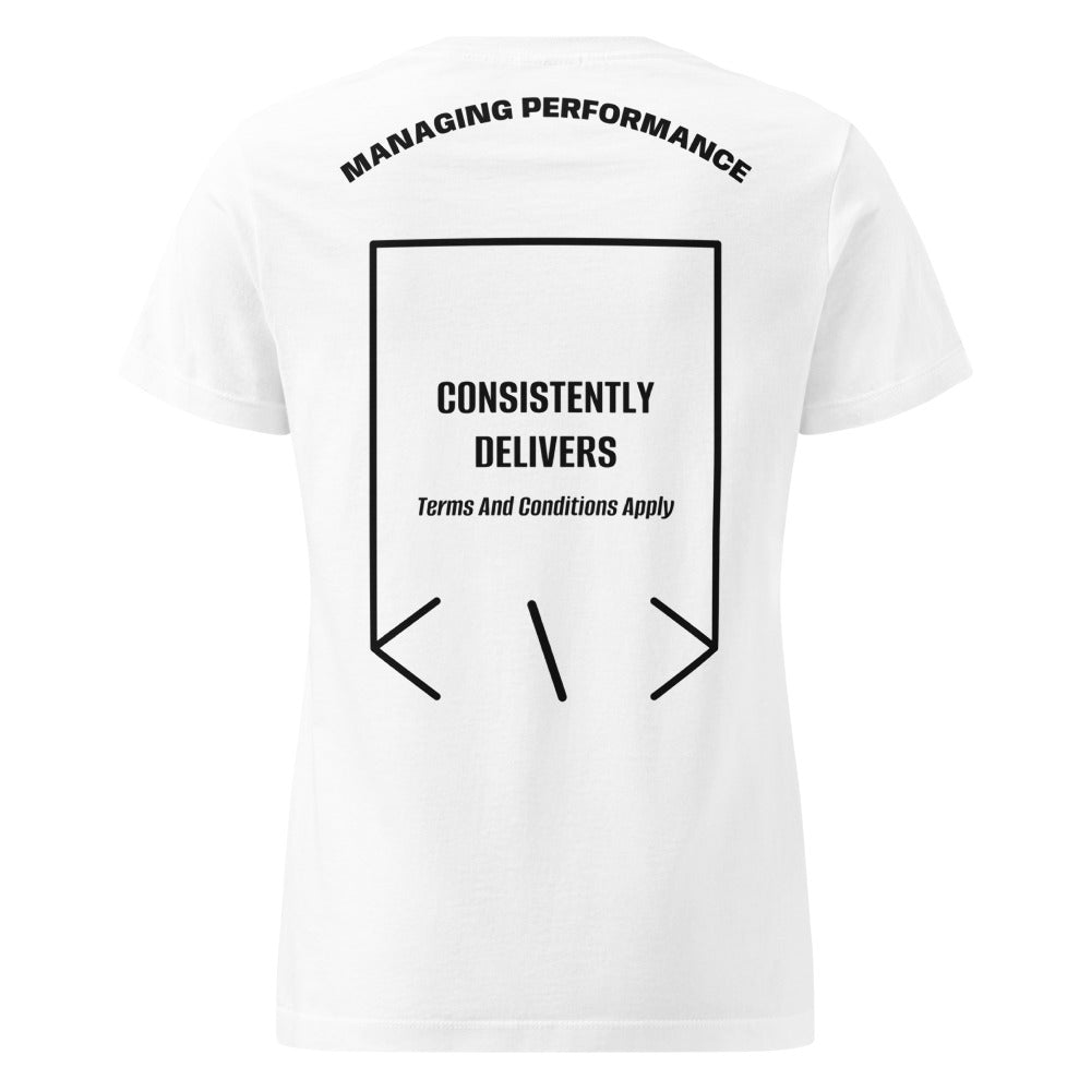 Consistently Delivers — White Black back mockup