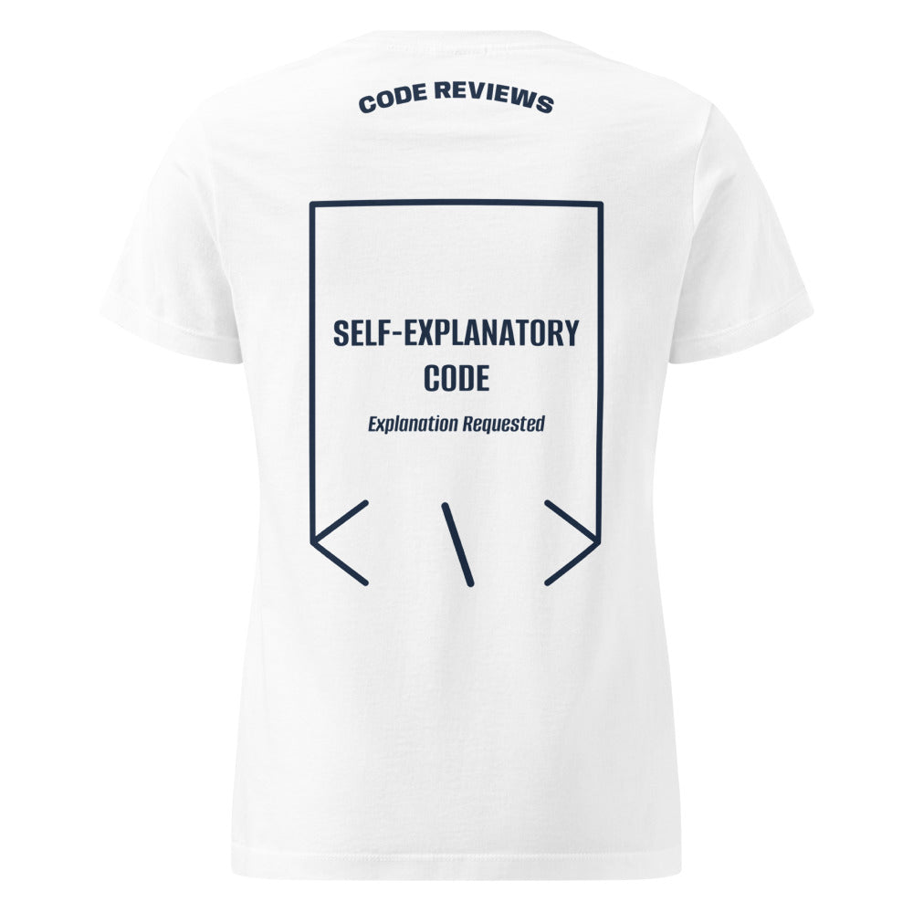 Self-Explanatory Code — White Navy back mockup