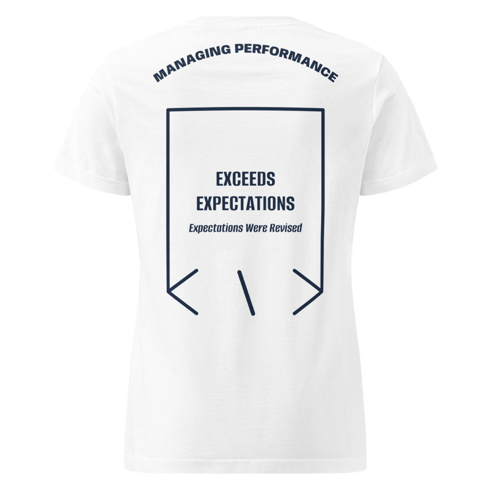 Exceeds Expectations — White Navy back mockup