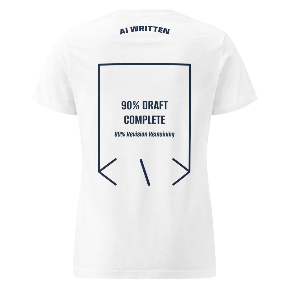 90% Draft Complete — White Navy back mockup
