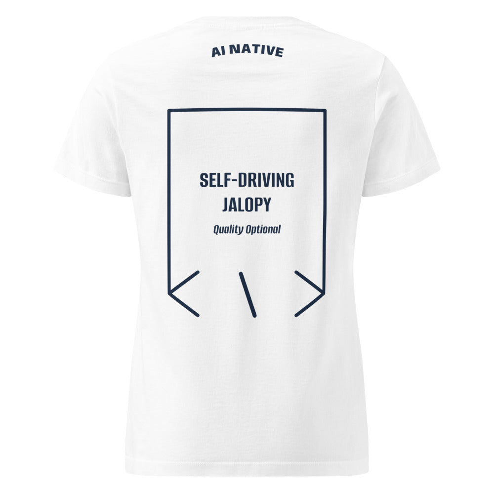 Self-Driving Jalopy — White Navy back mockup