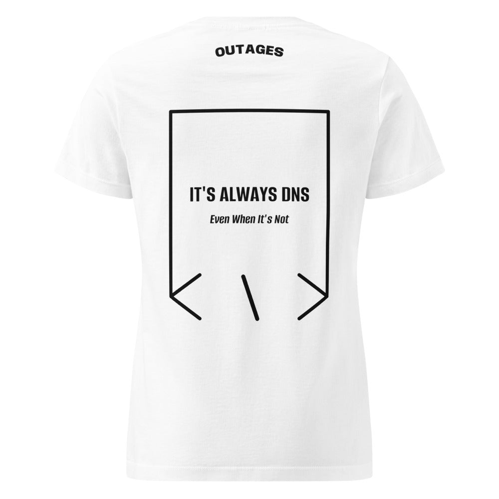 It's Always DNS — White Black back mockup