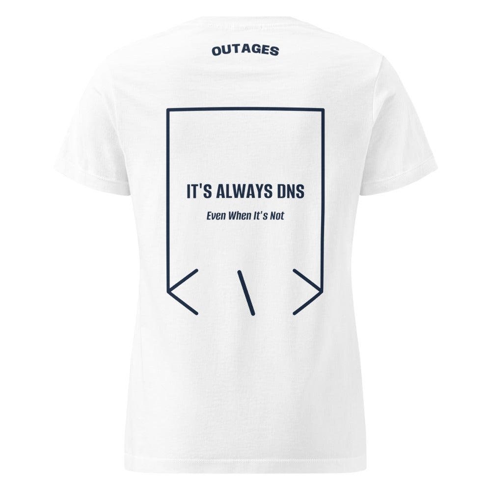 It's Always DNS — White Navy back mockup