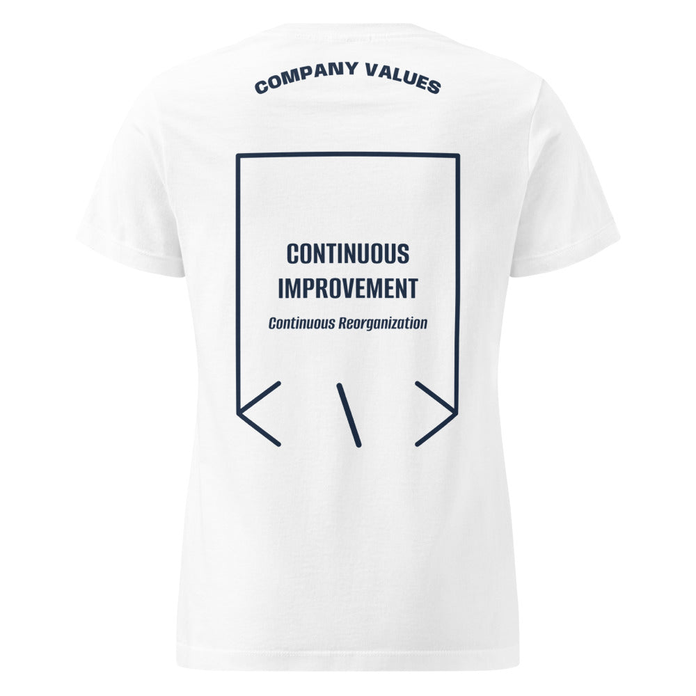 Continuous Improvement — White Navy back mockup