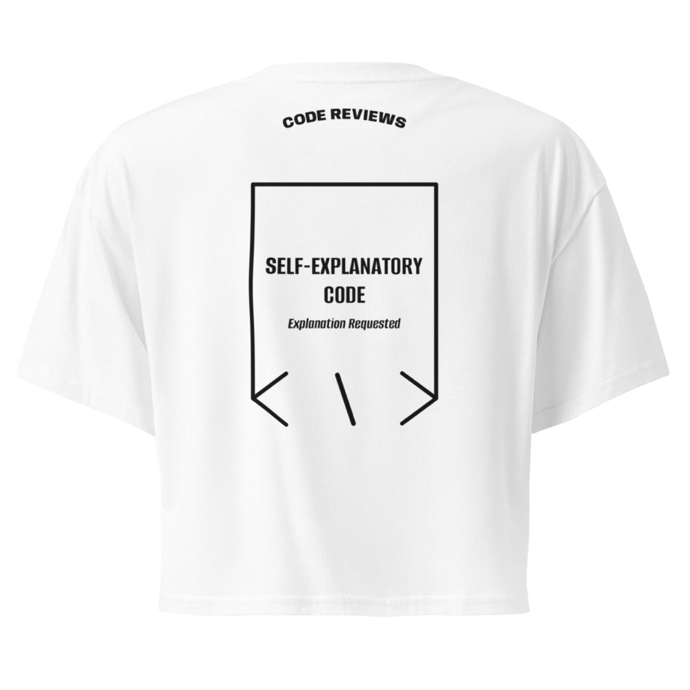 Self-Explanatory Code — White Black back mockup