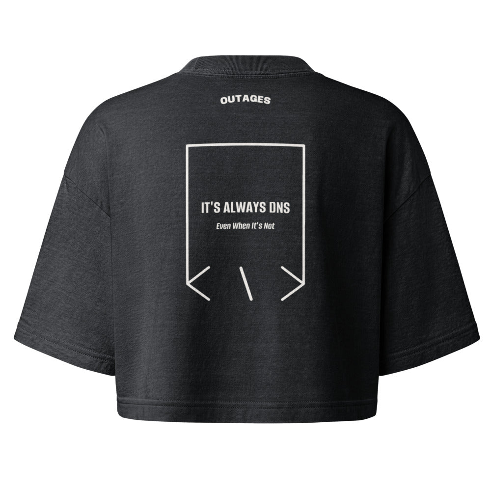 It's Always DNS — Washed Black Vintage White back mockup