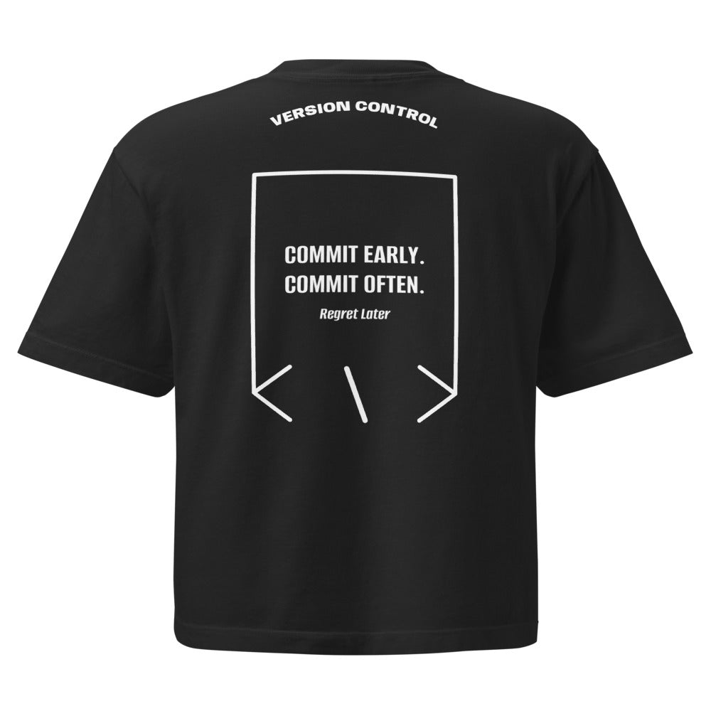 Commit Early. Commit Often. — Black White back mockup