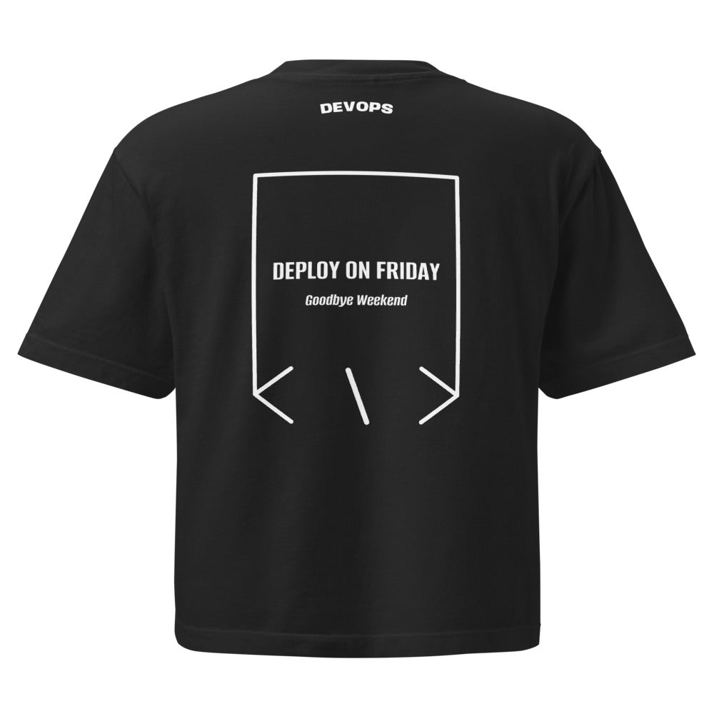 Deploy On Friday — Black White back mockup