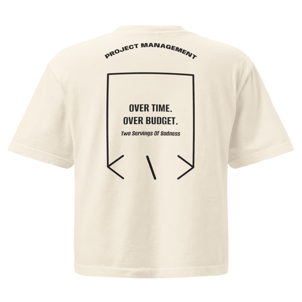 Over Time. Over Budget. — Ivory Black back mockup