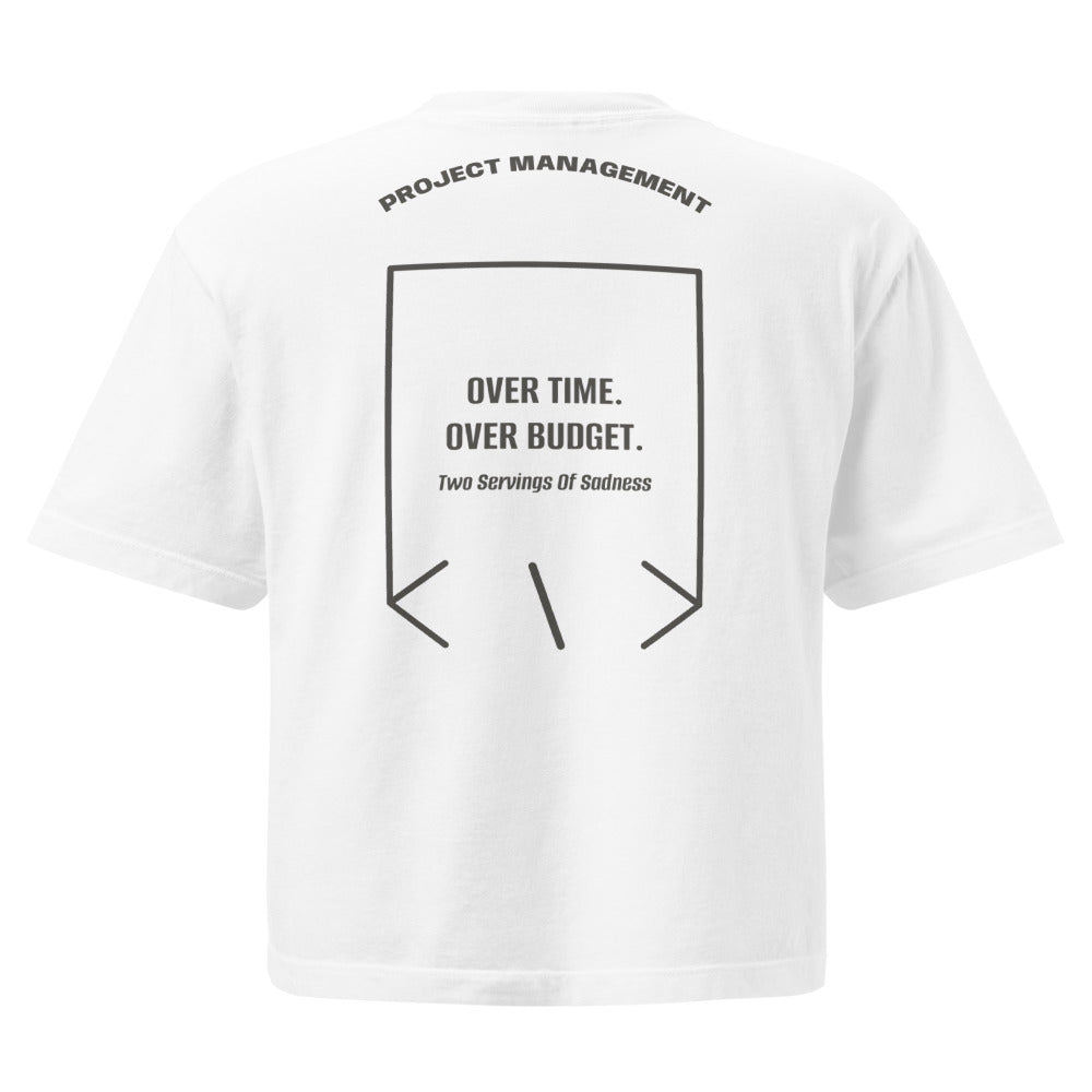 Over Time. Over Budget. — White Pepper back mockup