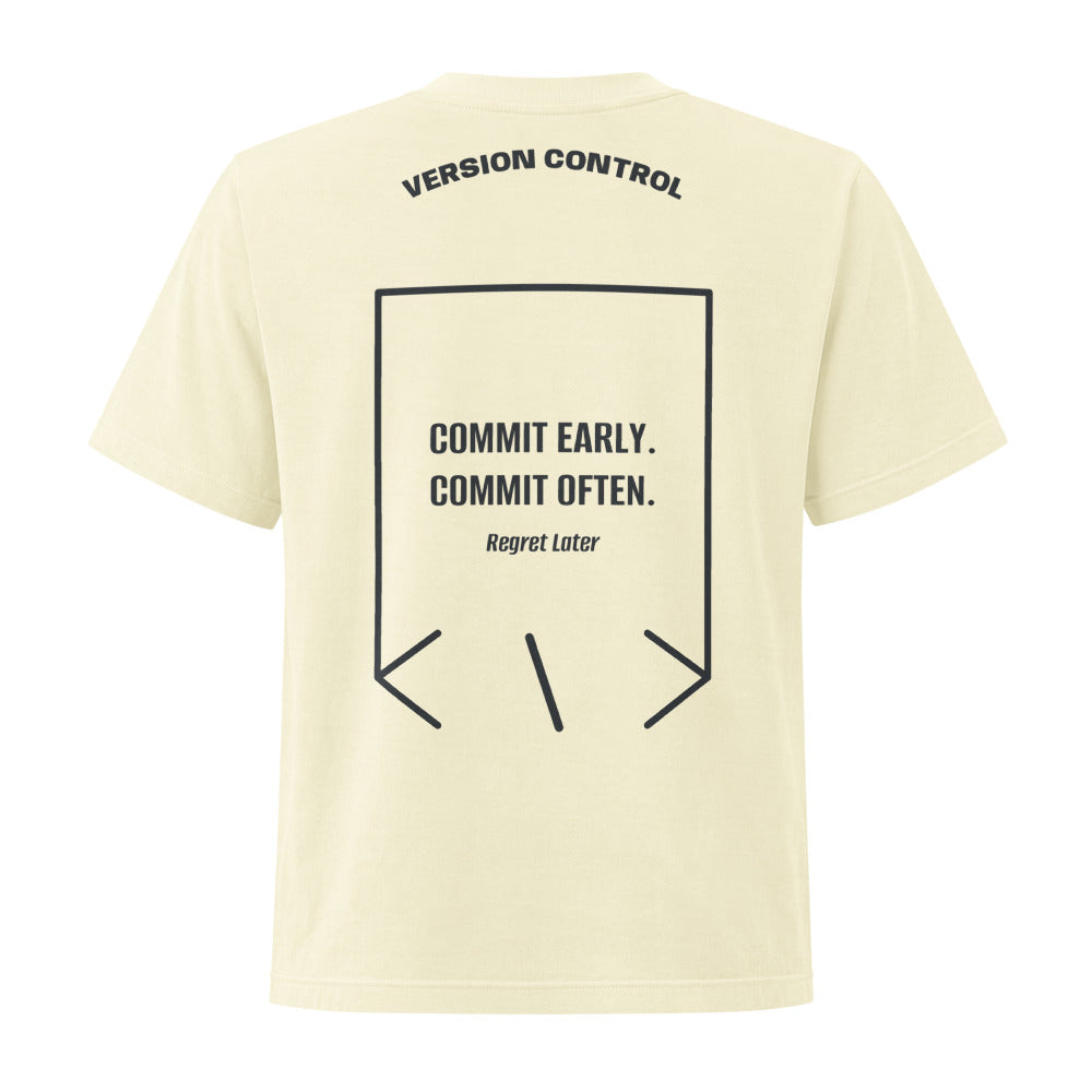 Commit Early. Commit Often. — Buttermilk Washed Black back mockup