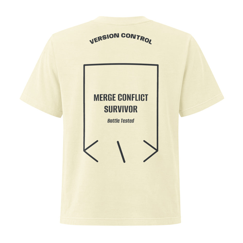 Merge Conflict Survivor — Buttermilk Washed Black back mockup
