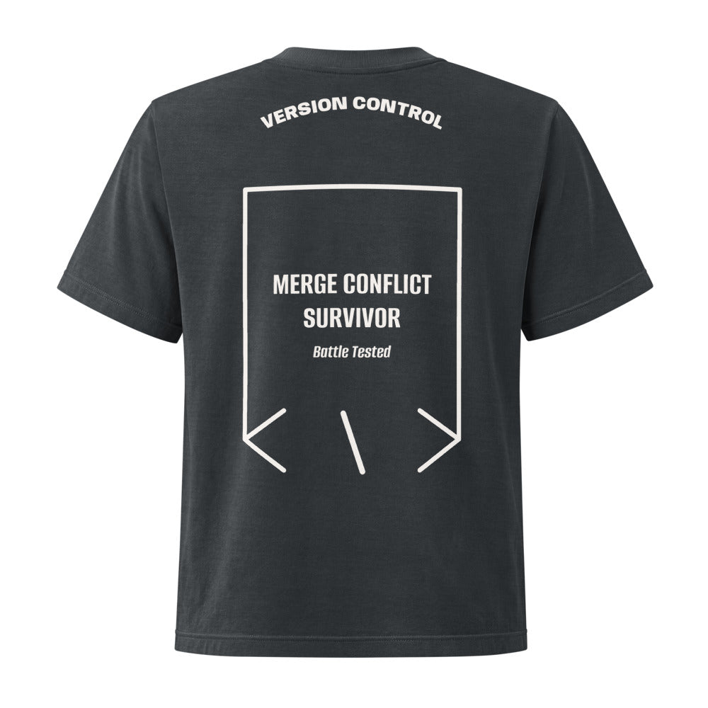 Merge Conflict Survivor — Washed Black Vintage White back mockup