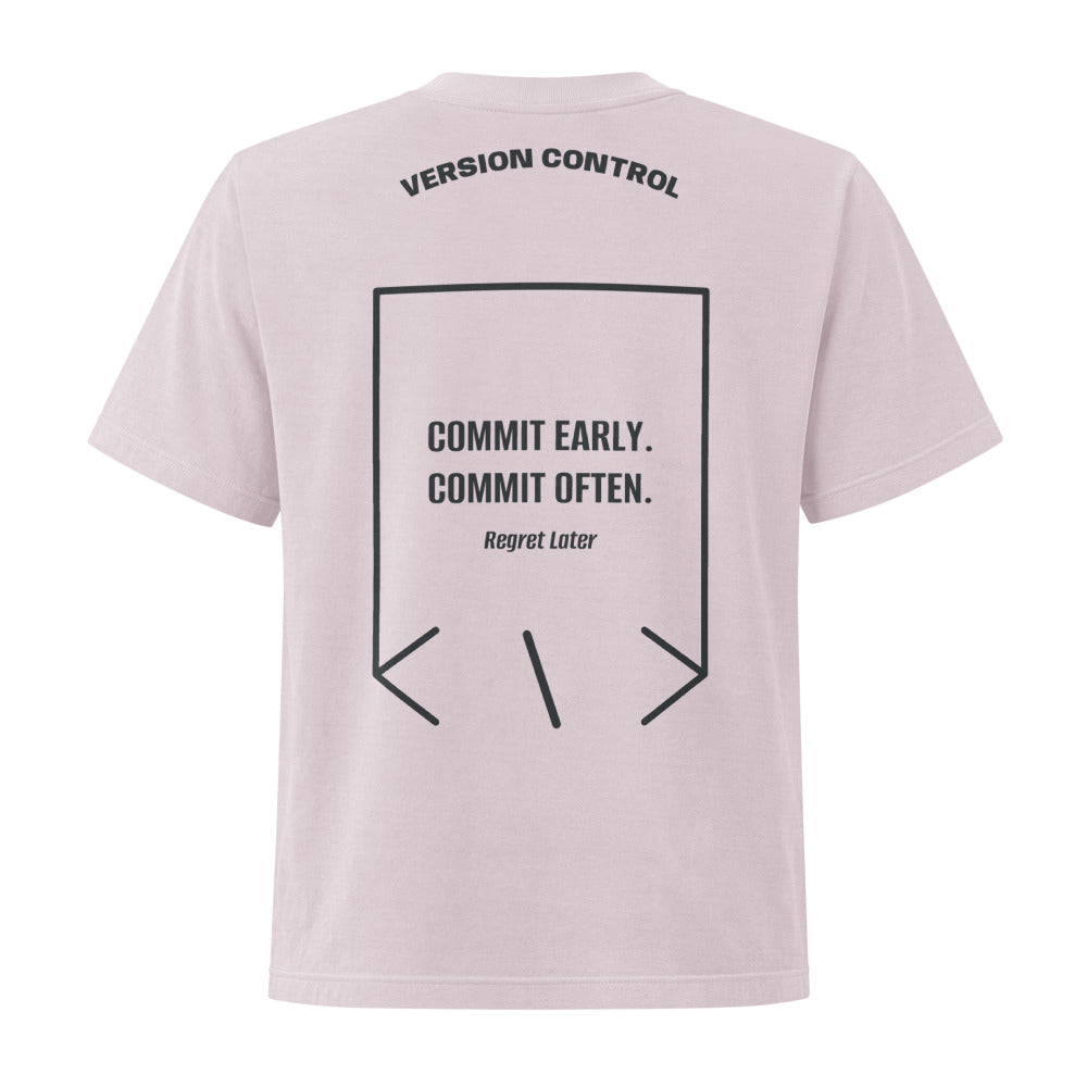Commit Early. Commit Often. — Washed Lavender Washed Black back mockup