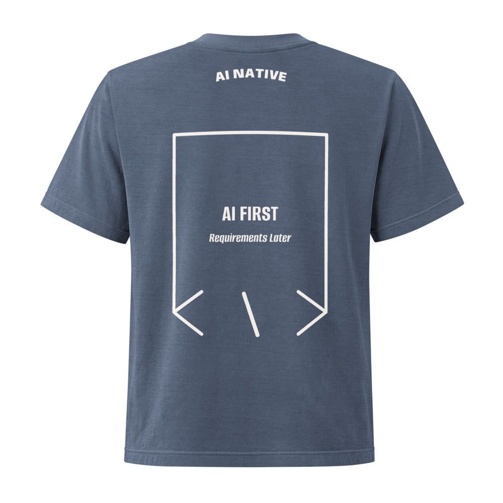 AI First — Washed Navy Vintage White back mockup