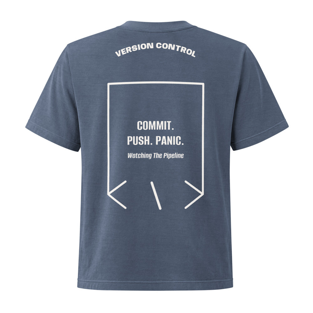 Commit. Push. Panic. — Washed Navy Vintage White back mockup