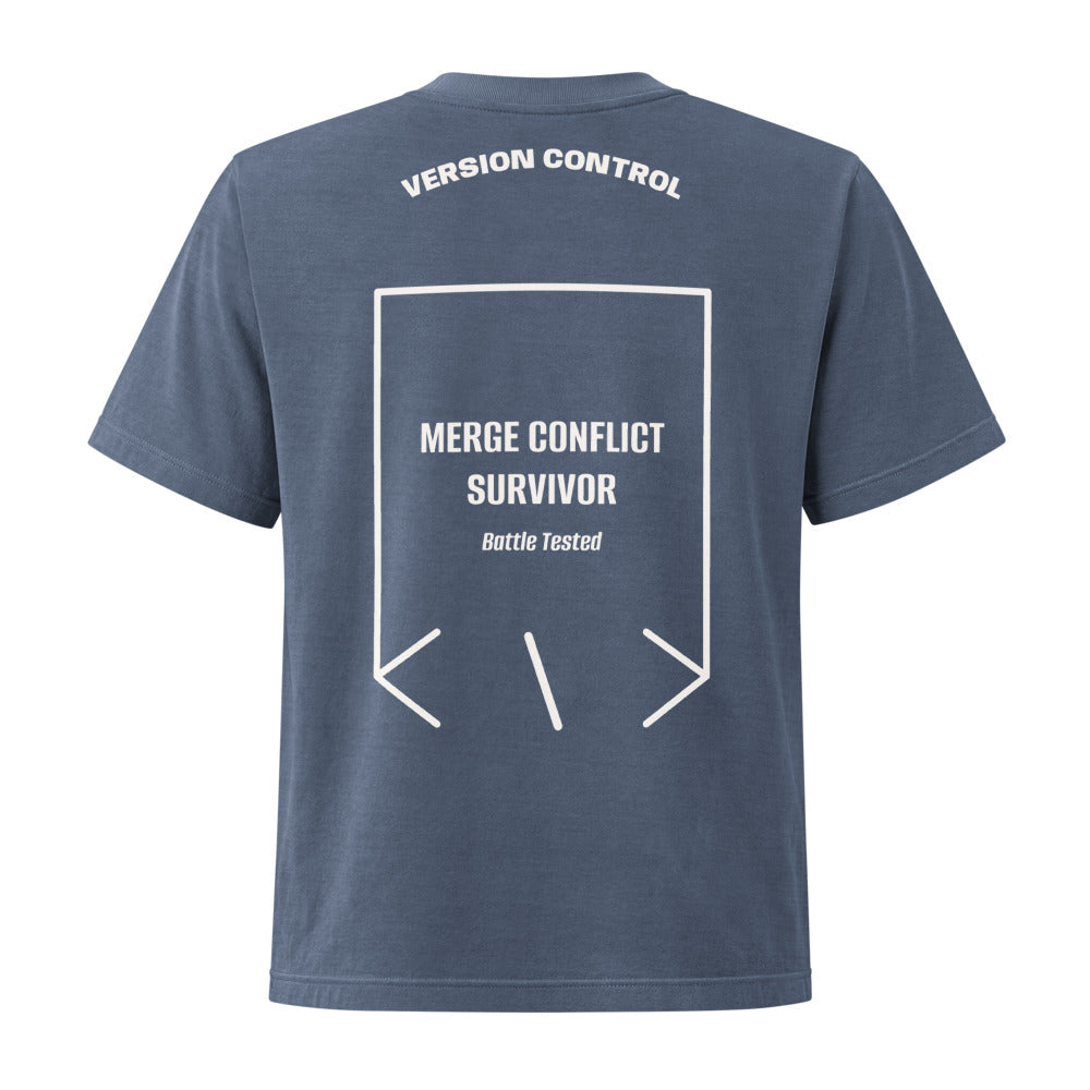 Merge Conflict Survivor — Washed Navy Vintage White back mockup
