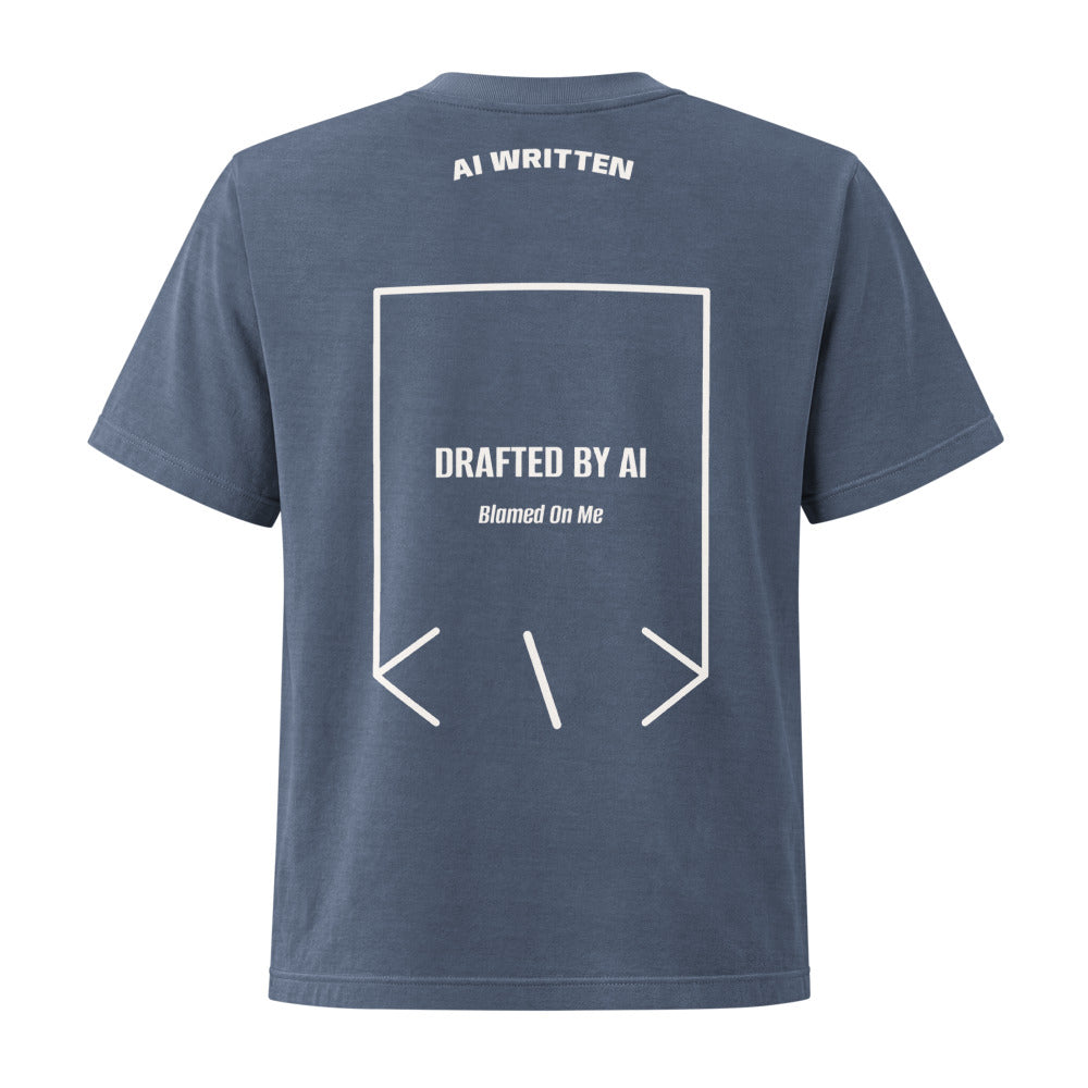 Drafted By AI — Washed Navy Vintage White back mockup
