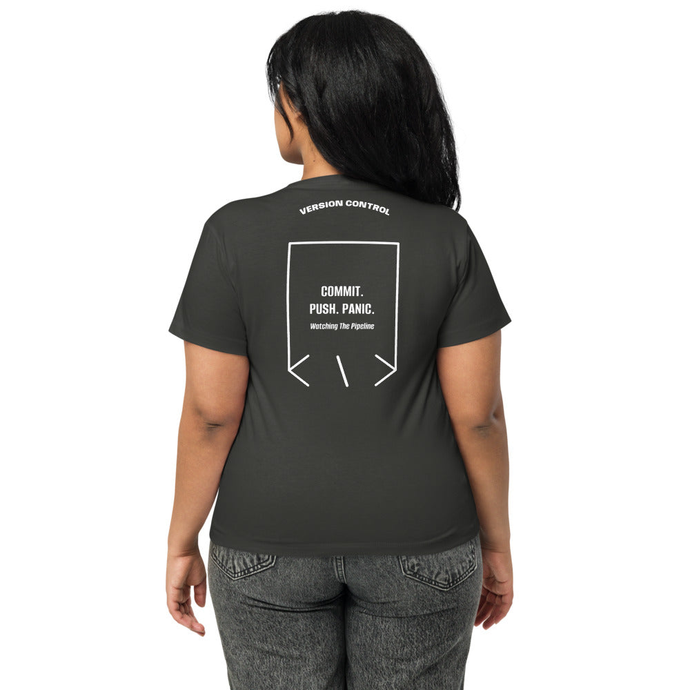 Commit. Push. Panic. — Vintage Black White back mockup