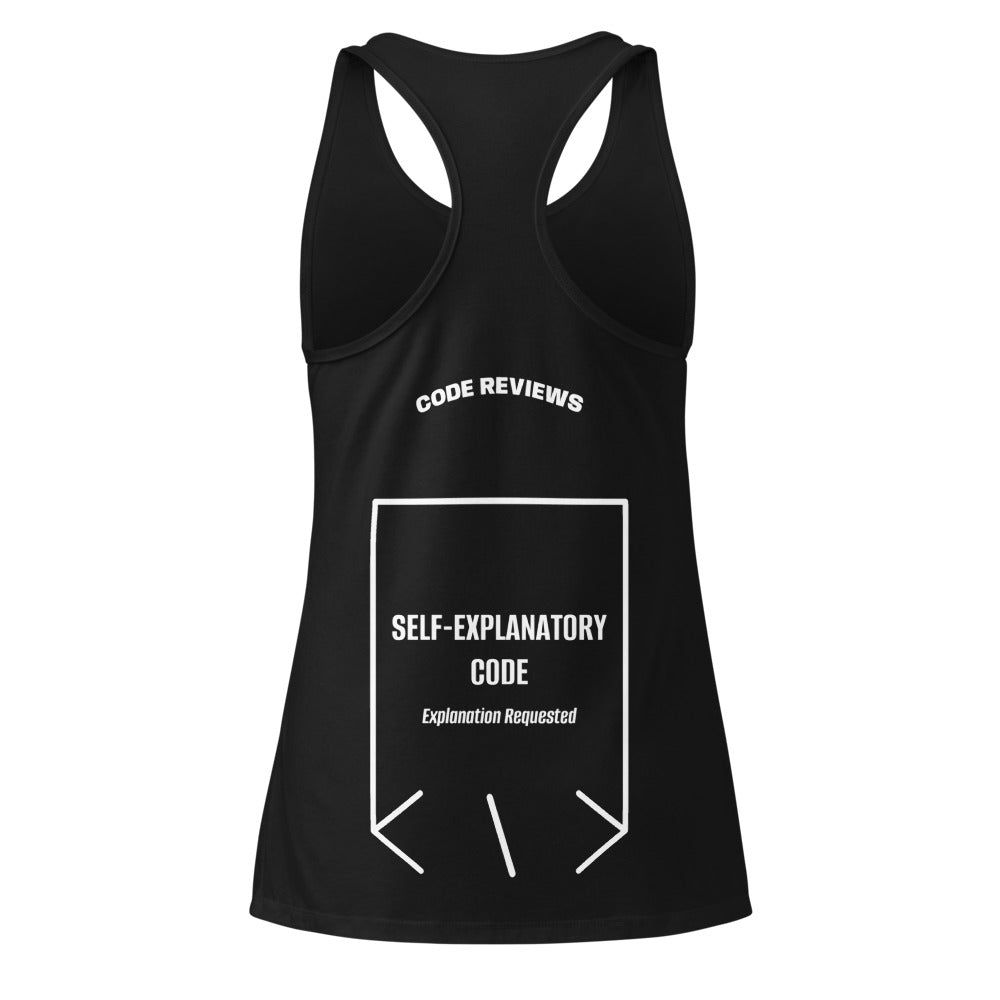 Self-Explanatory Code — Black White back mockup
