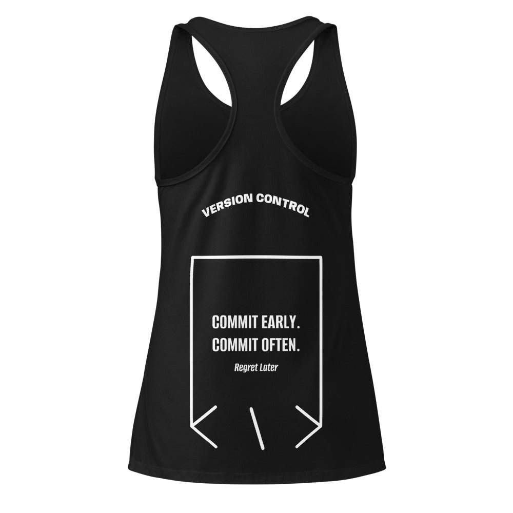 Commit Early. Commit Often. — Black White back mockup