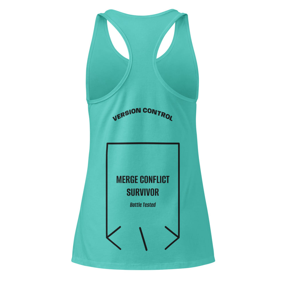 Merge Conflict Survivor — Tahiti Blue Black back mockup